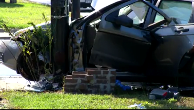 Car crashed into a pole