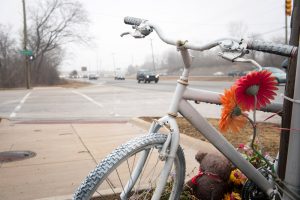 white bike with flowers on it