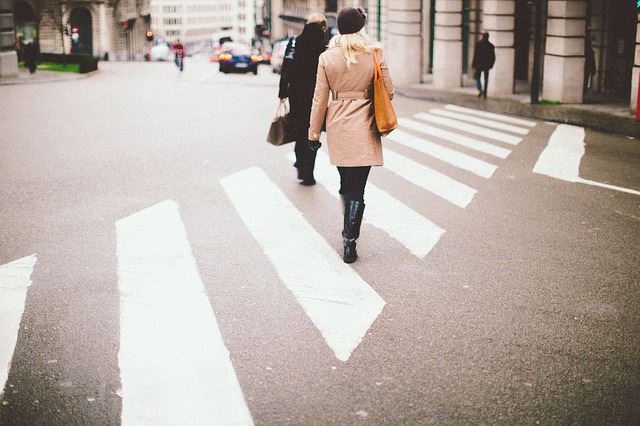 a person walking down a street