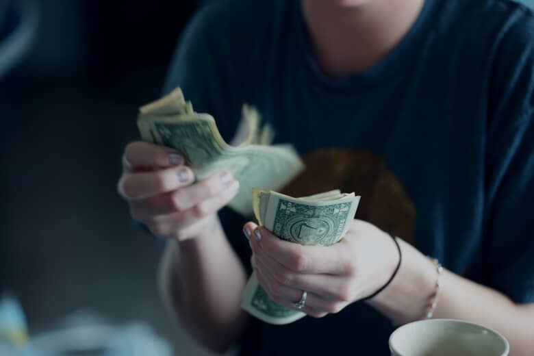 a person holding money