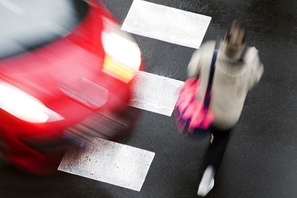 car crash with pedestrian