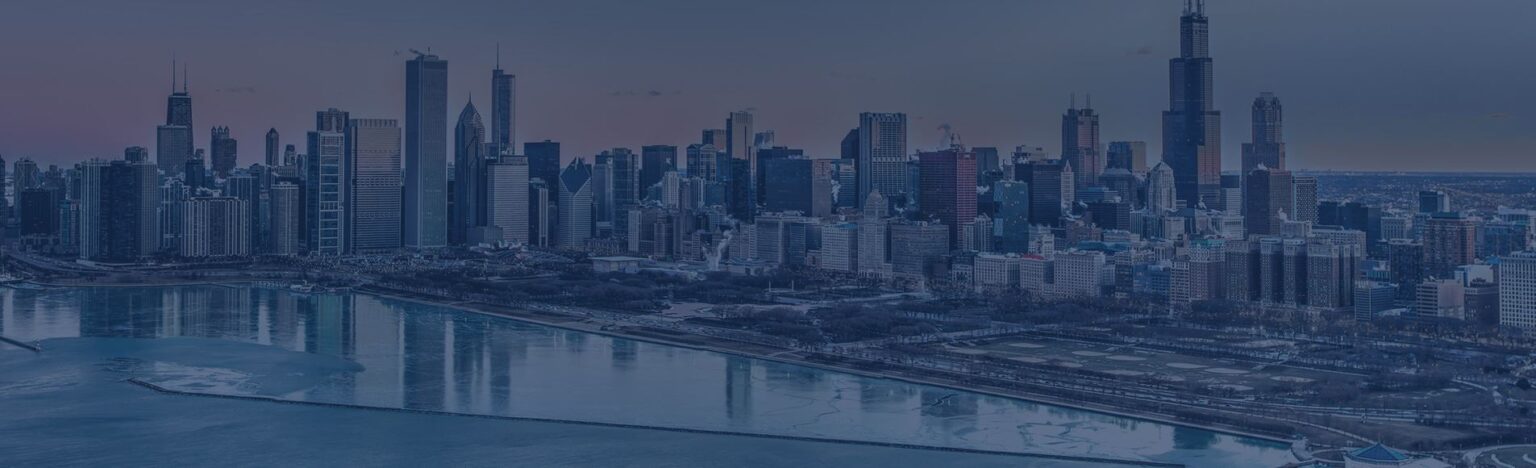 a city skyline at night