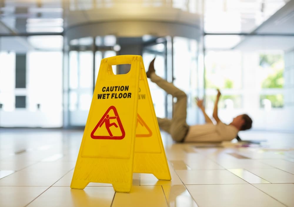 A Man slipped on wet floor - Concept of Slip and fall