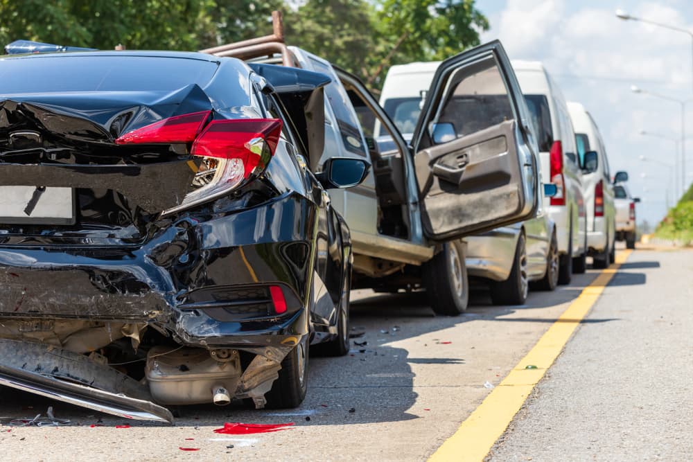 Multi-Car Accident on Road