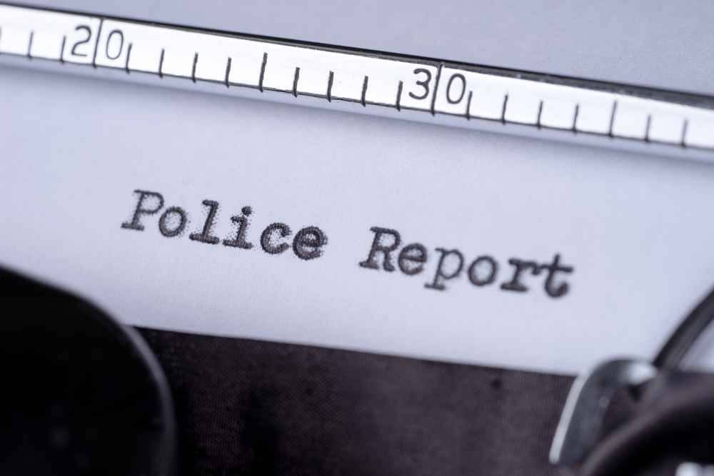 Police Report written with a vintage typewriter