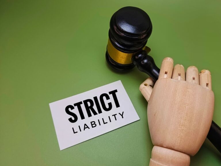 Strict Liability Concept with Judge Gavel Representing Legal Responsibility