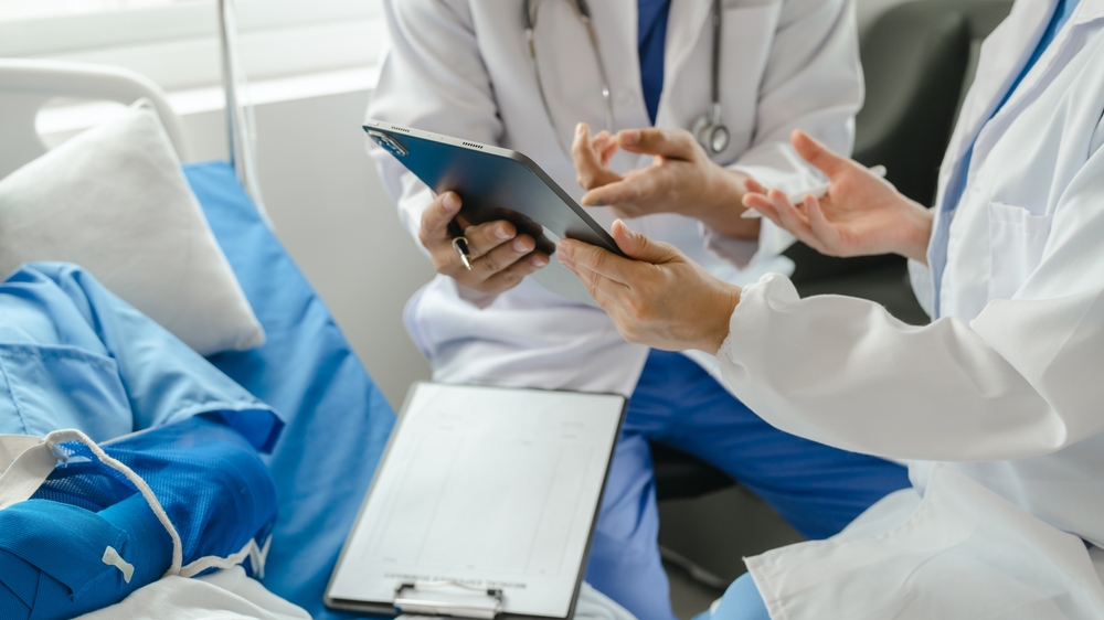 Patient receives a visit from a medical team after an accident